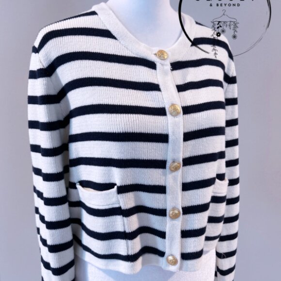 Jessica Simpson White and Blue Strips Cardigan Sweather - Picture 4 of 4